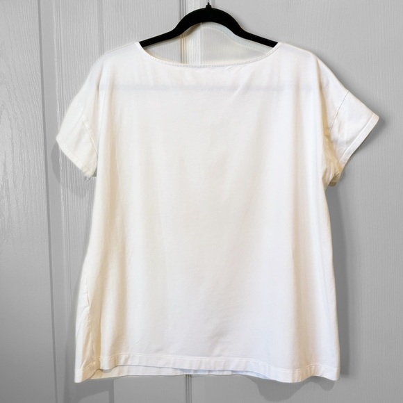 J. Jill Luxe Supima White Short Sleeve Tee Size Medium - Picture 4 of 8